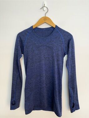 Lululemon Swiftly Tech Long Sleeve Crew Heathered Sapphire Blue Size 6
